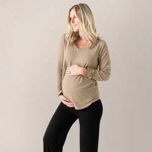 Kindred Bravely Bamboo Maternity & Nursing Long Sleeve T-shirt Oatmeal size L